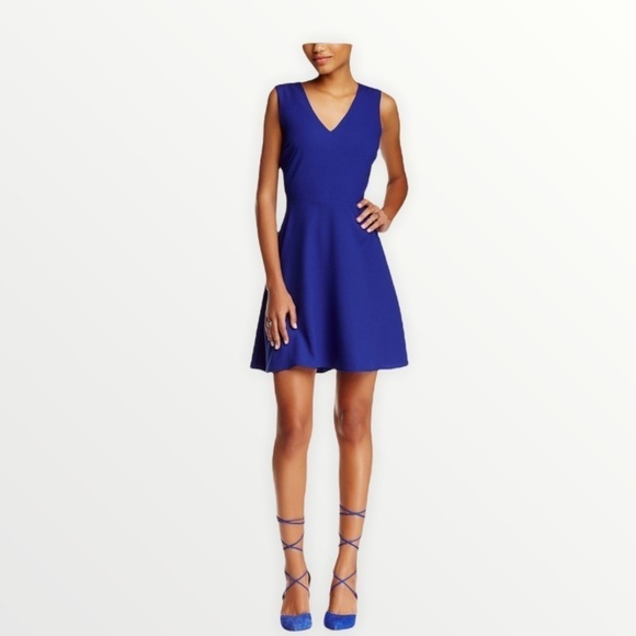 CHARLES HENRY Blue Sleeveless Fit and Flare Dress - Picture 1 of 8